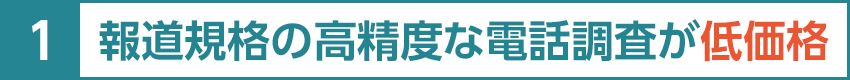 1.報道規格の高精度な電話調査が低価格